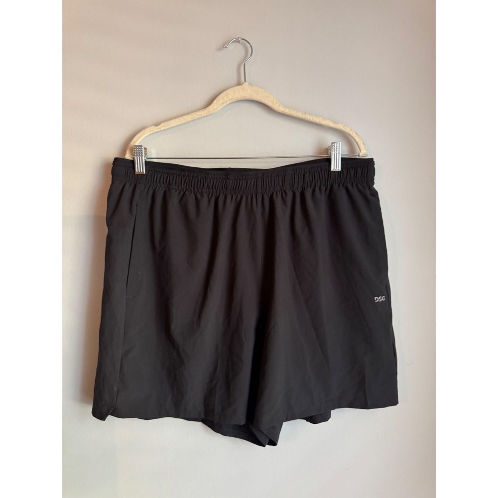 DSG Mens Running Shorts Black Athletic Gym Workout Pockets XL 5 Inch Inseam